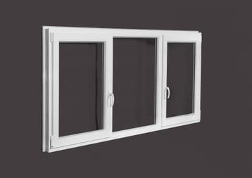 PVC vast-draaikiep-vast b250xh110 cm Wit, Gevelraam of Ruit, 80 tot 120 cm, 80 tot 120 cm, Nieuw