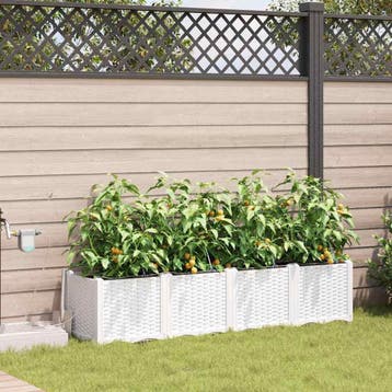 vidaXL Plantenbak 4 st Wit 160 x 40 x 37,5 cm PP, Tuin en Terras, Verzenden, Nieuw