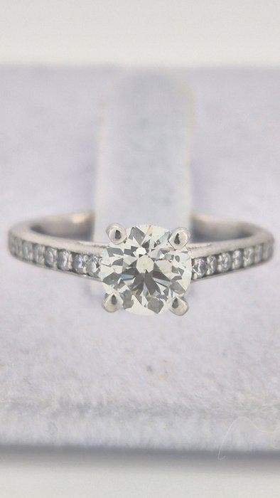 Bague - 14 carats Or blanc - 1.02ct. tw. Diamant (Naturelle), Handtassen en Accessoires, Ringen