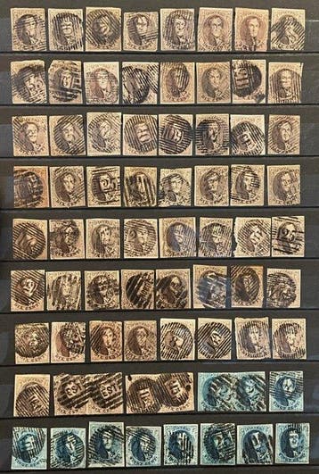 België 1858/1861 - Leopold 1 : Medaillon zonder watermerk -, Postzegels en Munten, Gestempeld