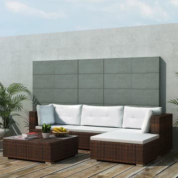 vidaXL 5-delige Loungeset met kussens poly rattan bruin, Verzenden, Nieuw, Loungeset