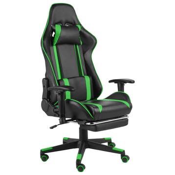 vidaXL Gamestoel draaibaar met voetensteun PVC groen, Verzenden