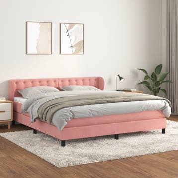 vidaXL Boxspring met matras fluweel roze 160x200 cm, Verzenden, Nieuw