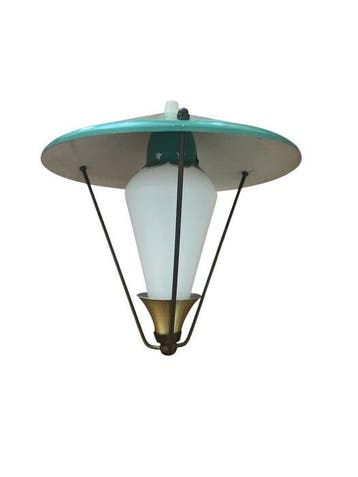 Lampe à suspendre - Opaline - Lampe Funkis, Antiek en Kunst, Antiek | Verlichting