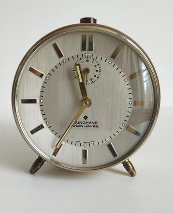 Wekker - Junghans zote indeksy - Art Deco verguld brons,