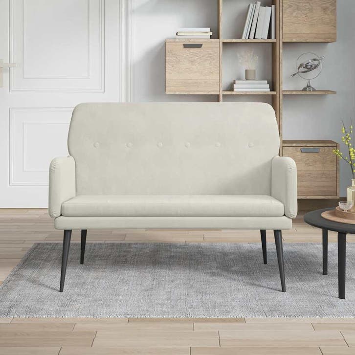 vidaXL Bankje 108x79x79 cm fluweel crèmekleurig, Maison & Meubles, Maison & Meubles | Autre, Envoi