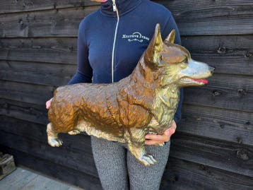Beeld, Handcrafted Bronze Corgi Dog - 38 cm - Brons - 2026