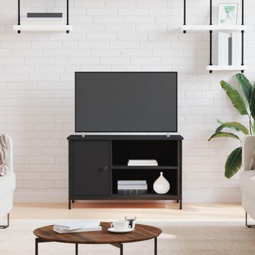 vidaXL Tv-meubel 80x40x50 cm bewerkt hout zwart, Verzenden