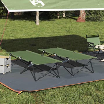 vidaXL Opvouwbaar Campingbed 2 pcs Groen 206 x 76 x 74 cm, Verzenden, Nieuw