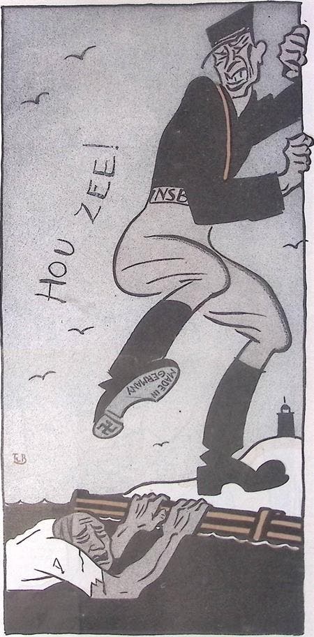 Spotprent over Joods werkdorp en de NSB (lijst optie), Antiek en Kunst, Kunst | Litho's en Zeefdrukken, Verzenden