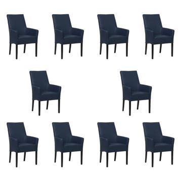 Set van 10 Leren eetkamerstoelen Just met armleuning -, Huis en Inrichting, Ophalen of Verzenden, Nieuw, Leer, Eén