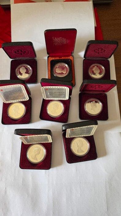 Canada. 1 Dollar 1975-1991 (Lot of 8 coins) (Zonder, Postzegels en Munten, Munten | Europa | Niet-Euromunten