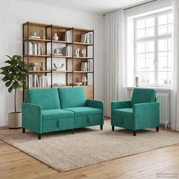 vidaXL Sofa Set Met Opslag 2 st Turquoise Polyester, Verzenden