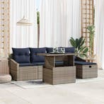 vidaXL Tuinbank Set met kussen 6 pcs Grijs poly rattan, Verzenden, Nieuw