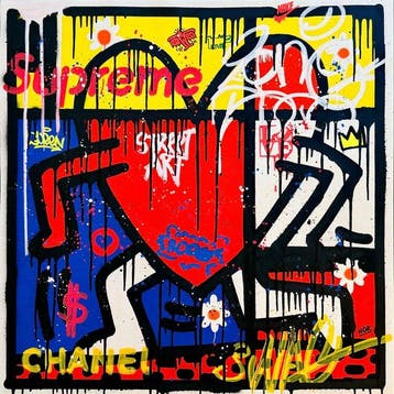 HÖK (1984) - Mondrian Vs Haring - XL, Antiek en Kunst