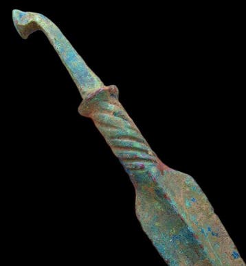 Oud-Grieks, Hellenistisch Bronzen speerpunt, gedraaid,