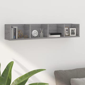 vidaXL Wandschap CD 100x18x18 cm bewerkt hout grijs sonoma, Verzenden