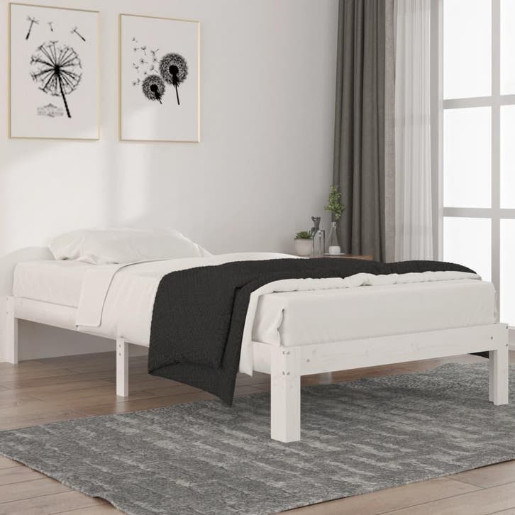 vidaXL Bedframe massief grenenhout wit 100x200 cm, Huis en Inrichting, Slaapkamer | Bedden, Nieuw, Verzenden