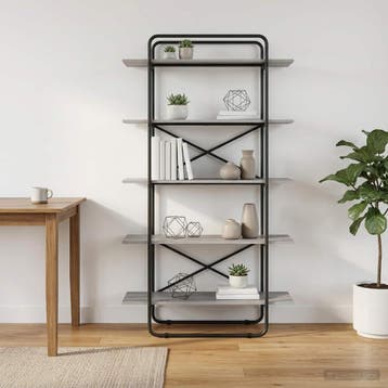 vidaXL Boekenplank 5-laags 100 x 35 x 175,5 cm PB Grijs, Huis en Inrichting, Verzenden, Nieuw