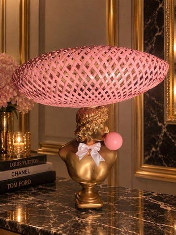 Tafellamp met beeldje - Hars - Ambachtelijke pop-art lamp