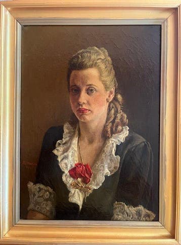 Scuola europea (XX), Firmato A. Madsen - Ritratto di donna