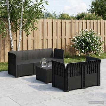 vidaXL 5-Zits Tuinbank Rattanlook PP Antraciet, Verzenden, Nieuw