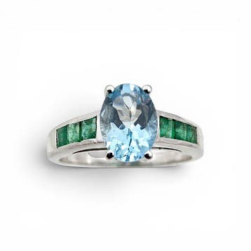 Sans prix de réserve - Bague Argent - Aigue-marine &