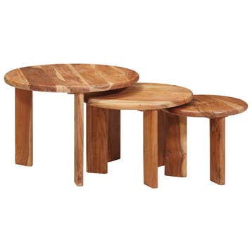 vidaXL Nesting Koffietafels 3 st Bruin Ø 54 x 40 cm, Verzenden, Nieuw