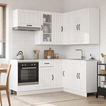 vidaXL Keukenblok LUCCA 8 st Hoogglans Wit Bewerkt hout, Verzenden