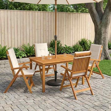 vidaXL 5-delige tuin eetset Naturel Massief Acacia Hout, Verzenden