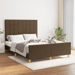 vidaXL Bedframe zonder matras stof donkerbruin 140x190 cm, Verzenden, Nieuw