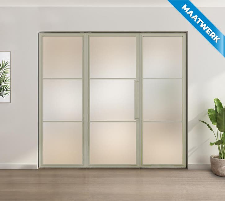 Enkele stalen taatsdeur met glaspaneel Kiezelgrijs 3 Vlaks M, Bricolage & Construction, Fenêtres & Moustiquaires