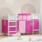 vidaXL Loftbed voor kids met gordijnen Wit en roze 100 x 190, Verzenden, Nieuw