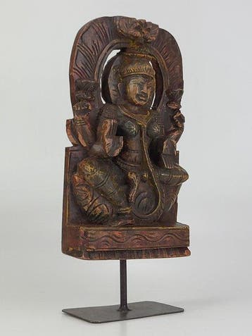 sculptuur, Relief panel of Gaja Lakshmi - 34 cm - Hout,