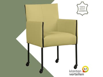 Leren eetkamerstoel More - Toledo Mustard (mosterd) - Poten, Huis en Inrichting, Overige kleuren, Bohemian, Industrieel, Modern, Scandinavisch