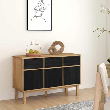 vidaXL Dressoir OTTA Bruin en zwart 114 x 43 x 73,5 cm, Huis en Inrichting, Kasten | Dressoirs, Verzenden, Nieuw