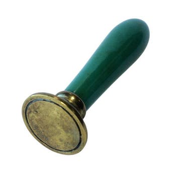 Vintage Green Handle and Brass Wax Seal Stamp with blank