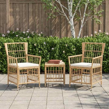 vidaXL Tuinstoelen 2 st Naturel PE rattan, Staal en, Tuin en Terras, Tuinstoelen, Verzenden, Nieuw