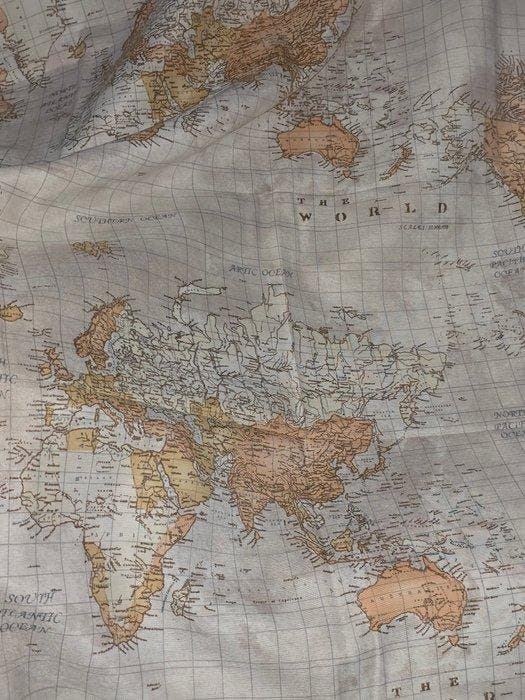 San leucio tessuto 270x250 cm mappa geografica - Gordijnstof, Antiek en Kunst, Antiek | Tapijten, Tafelkleden en Textiel