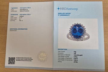 Bague - 14 carats Or blanc - 3.83ct. tw. Tanzanite - Diamant, Nieuw