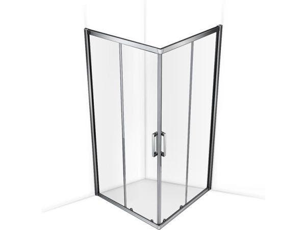 Veiling - Douchecabine - 90x90 - Vierkant - Chroom - Schuifd, Doe-het-zelf en Bouw, Sanitair