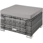 tectake Wicker hocker - grijs, Verzenden