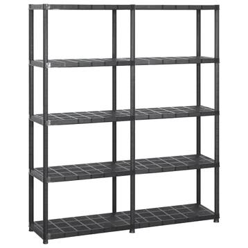 vidaXL Opbergrek 5-laags 142x38x170 cm kunststof zwart, Verzenden