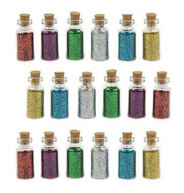 Set van 18 mini flesjes met decoglitters (type 1), Verzenden, Nieuw