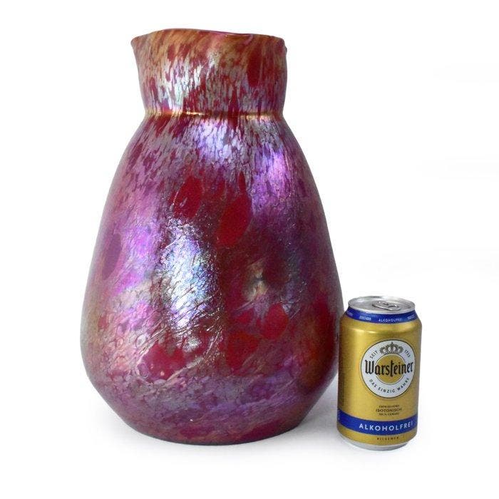 Fritz Heckert - Vaas - TH59 - Glas - Grote Rosa Marmopal, Antiek en Kunst, Antiek | Glaswerk en Kristal