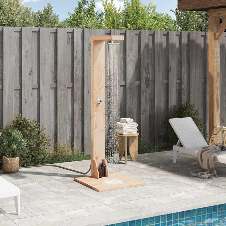 vidaXL Buitendouche 210 cm Massief grenenhout en, Tuin en Terras, Zwembaden, Nieuw, Verzenden