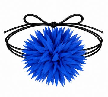 Haarband met Puntige Bloem - Veter Striklint - Blauw