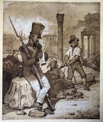 Jean-Victor Schnetz (1787-1870) - Guerrier Romain, Antiek en Kunst, Kunst | Schilderijen | Klassiek