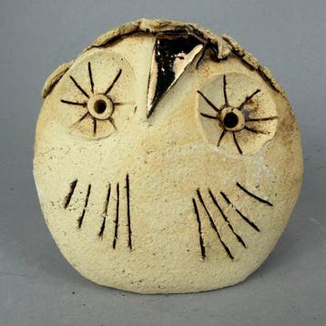 Ewa Budzowska - sculptuur, No reserve- the OWL- with 24carat