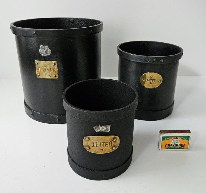 Zeldzame set - Geijkt 1890-1899 - Maatbeker (3) - Staal, Antiek en Kunst, Curiosa en Brocante